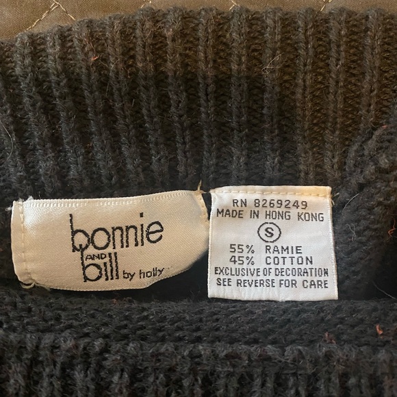 Vintage 1989 Bonnie and Bill by Holly Cowlneck Sweater with Fringe & Gems - Picture 4 of 7